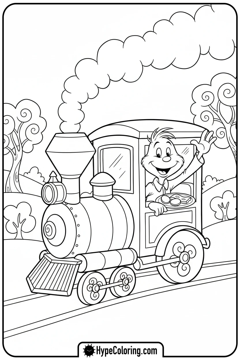 sam-i-am-on-a-train - dr seuss coloring pages