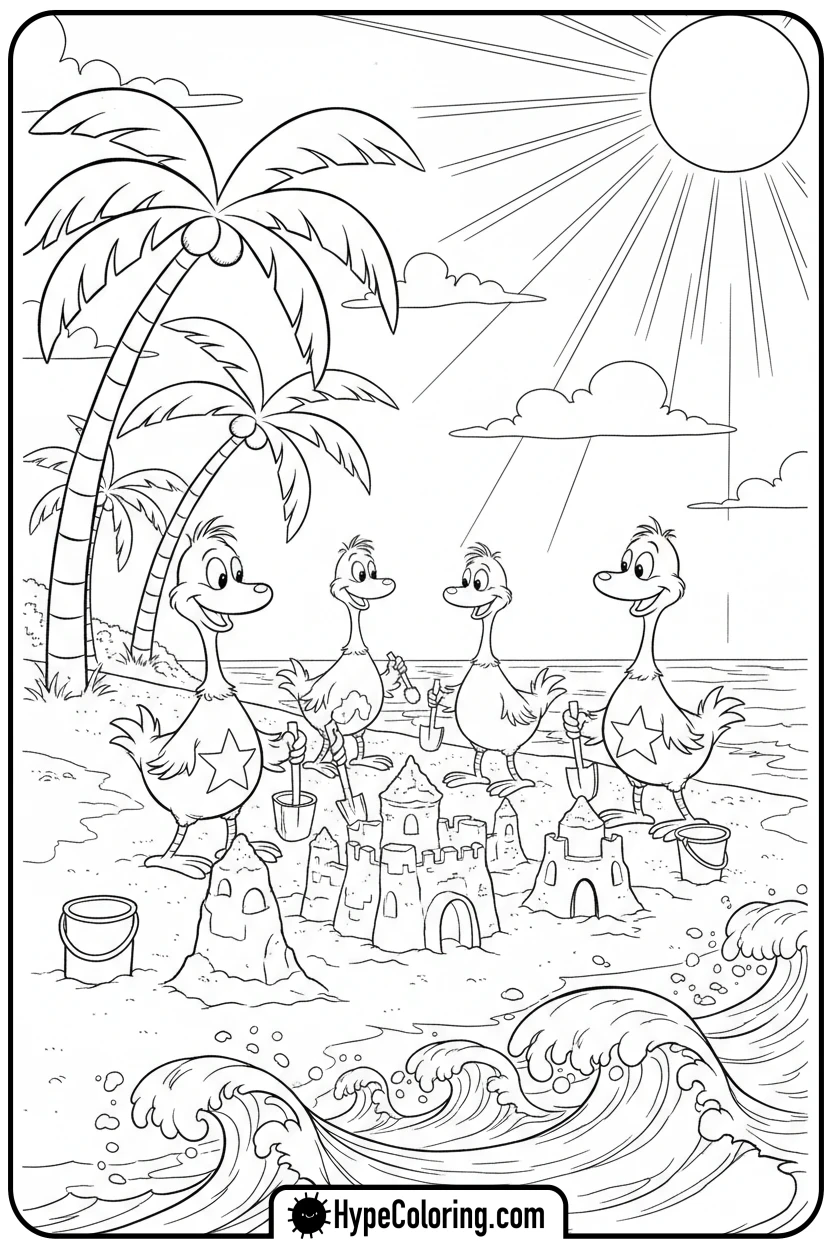 sneetches-on-beach - dr seuss coloring pages