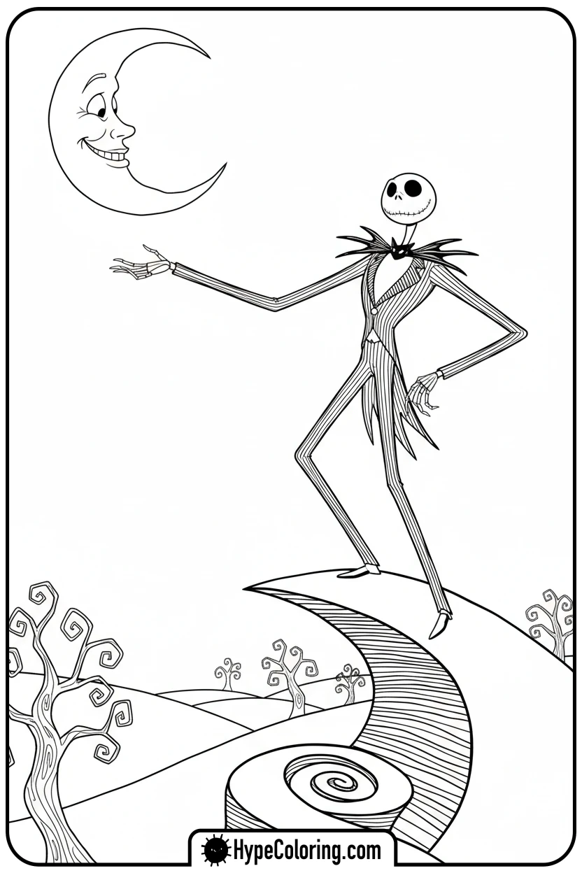 jack-on-spiral-hill - nightmare before christmas coloring pages