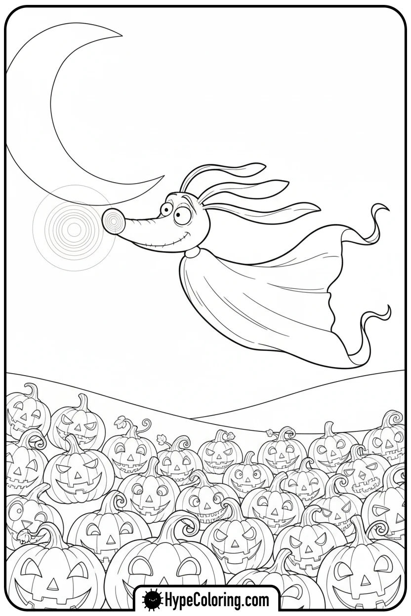 zero-among-pumpkins - nightmare before christmas coloring pages