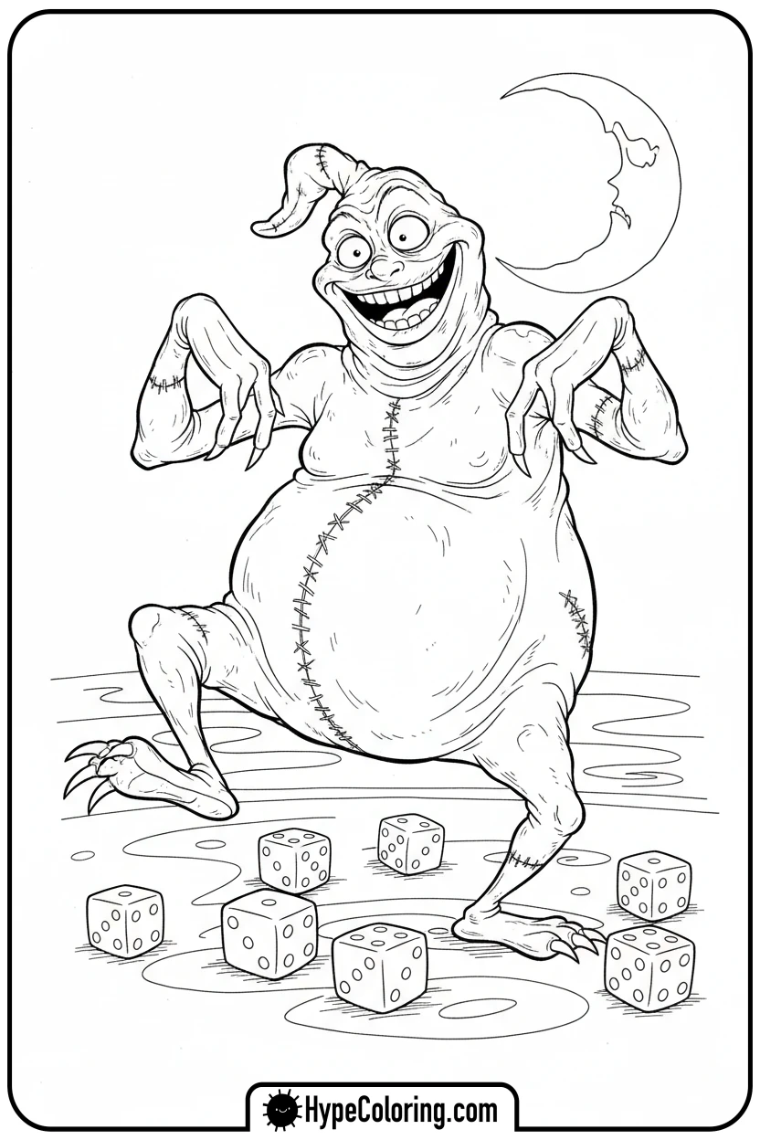 oogie-boogie-dancing - nightmare before christmas coloring pages