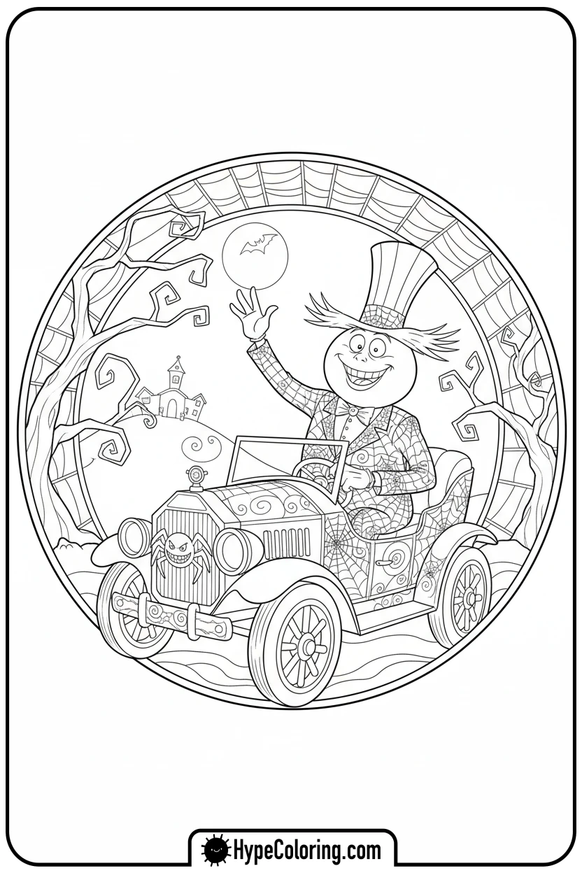 mayor-waving-from-car - nightmare before christmas coloring pages