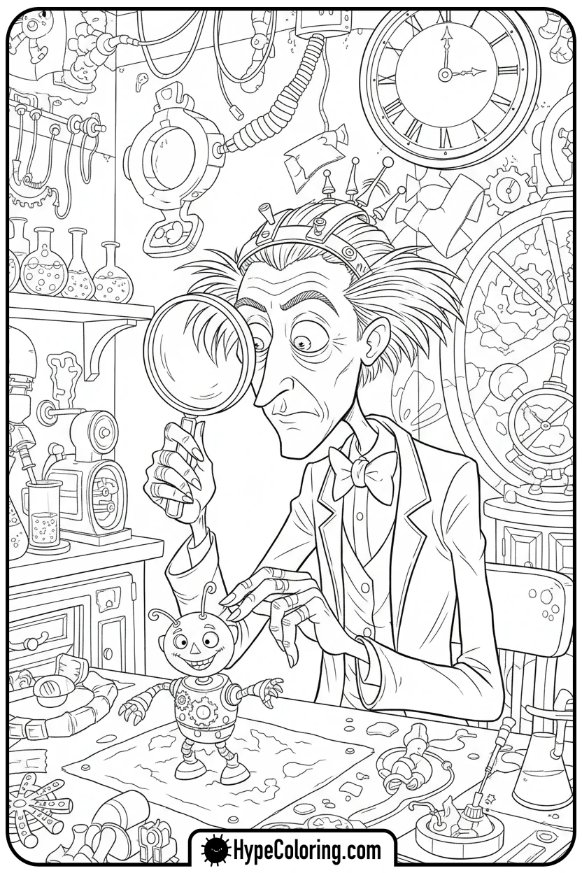 dr-finklestein-tinkering - nightmare before christmas coloring pages
