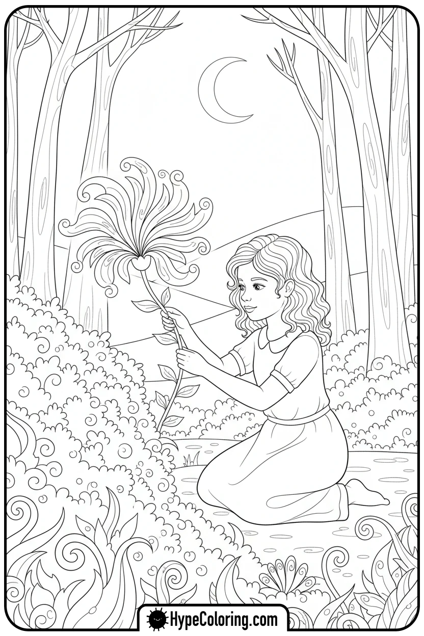 sally-picking-enchanted-flower - nightmare before christmas coloring pages