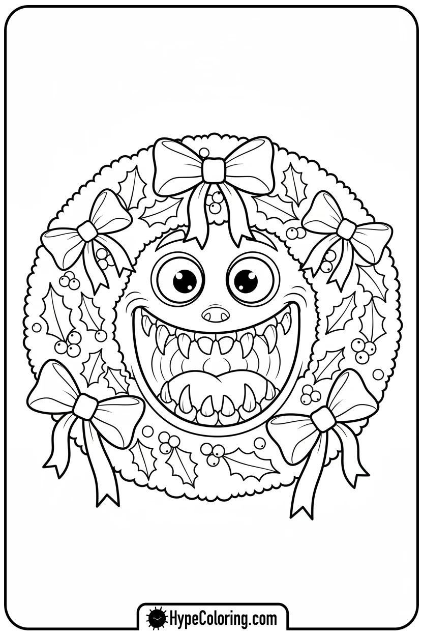 friendly-man-eating-wreath - nightmare before christmas coloring pages