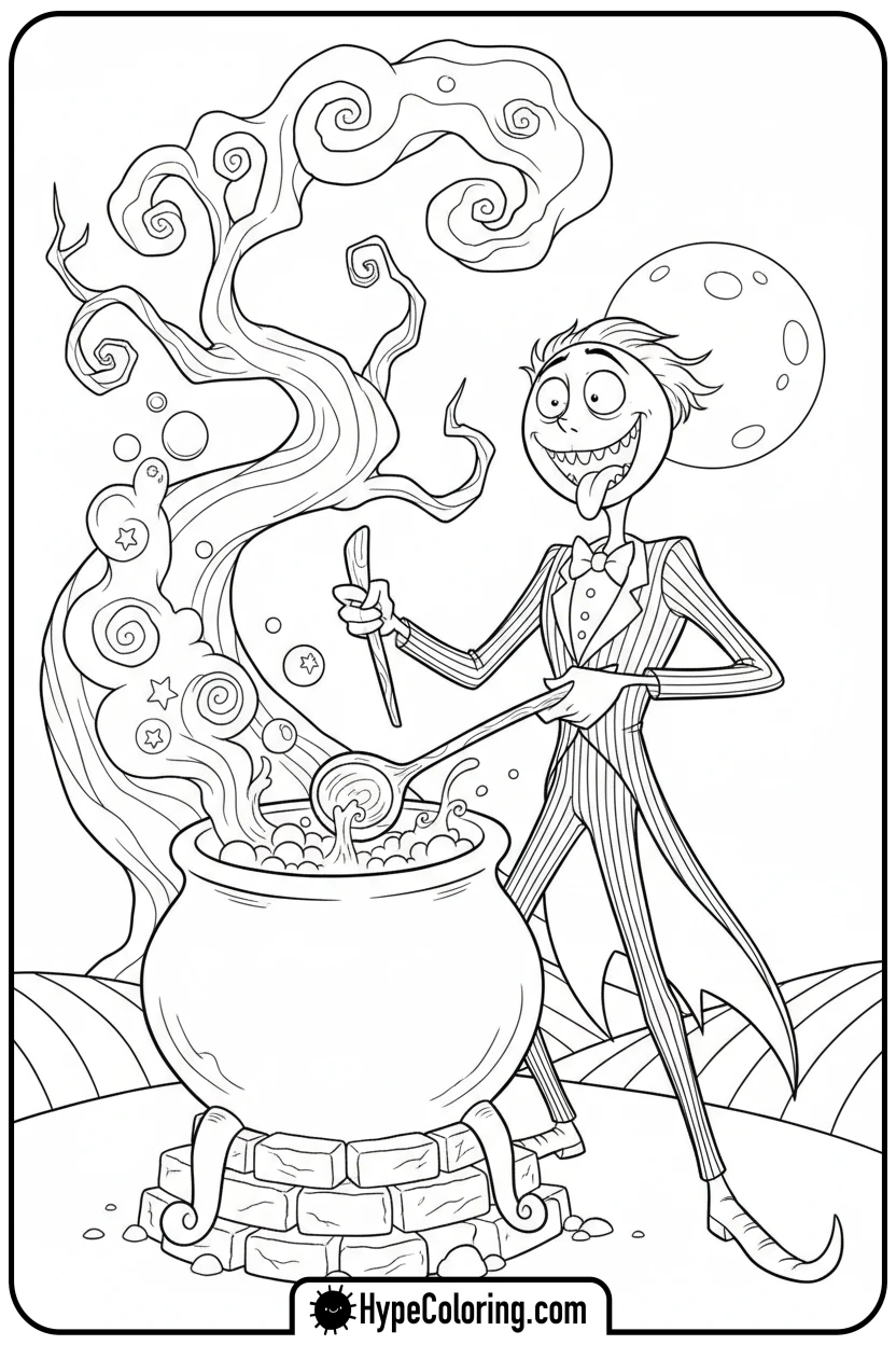 lock-stirring-cauldron - nightmare before christmas coloring pages