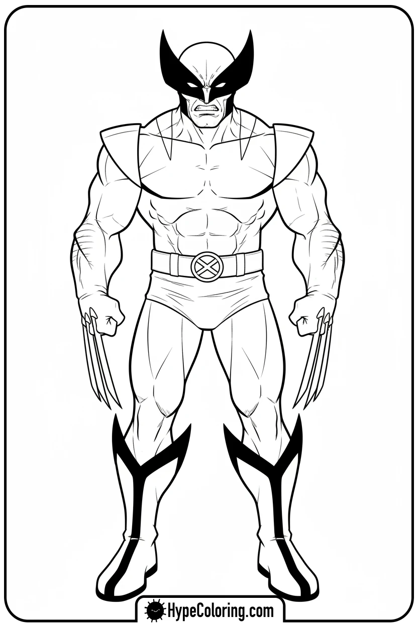 Click to download PDF wolverine-in-confident-pose - wolverine coloring pages