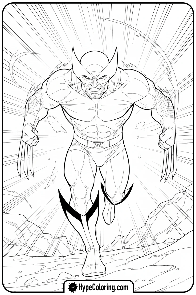Click to download PDF wolverine-running-fast - wolverine coloring pages