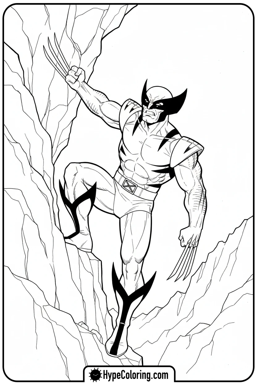 Click to download PDF wolverine-climbing-cliff - wolverine coloring pages