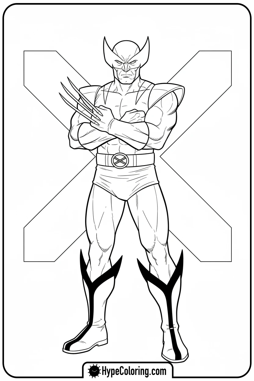 Click to download PDF wolverine-in-protective-stance - wolverine coloring pages