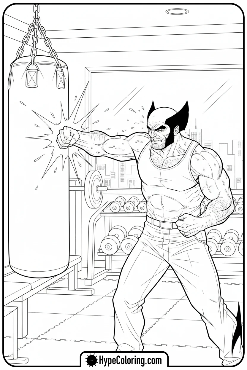 Click to download PDF wolverine-punching-bag - wolverine coloring pages