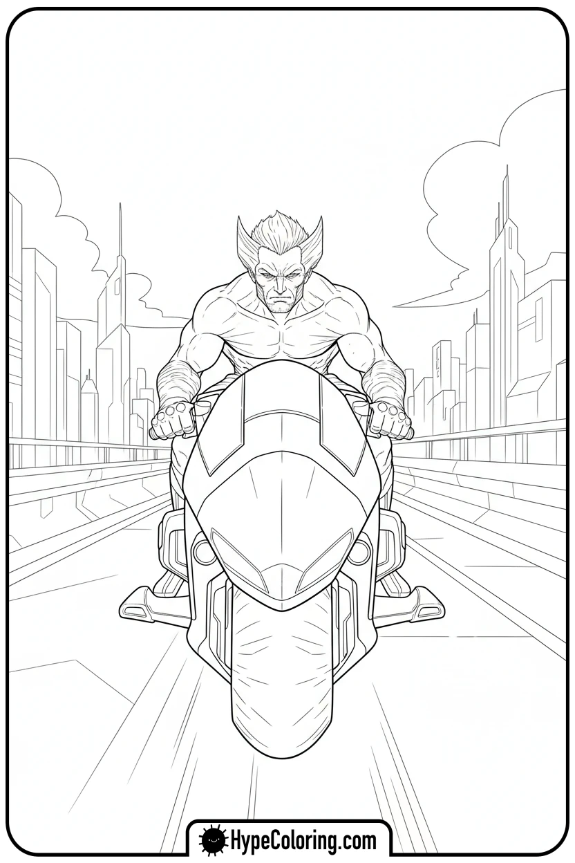 Click to download PDF wolverine-on-motorcycle - wolverine coloring pages
