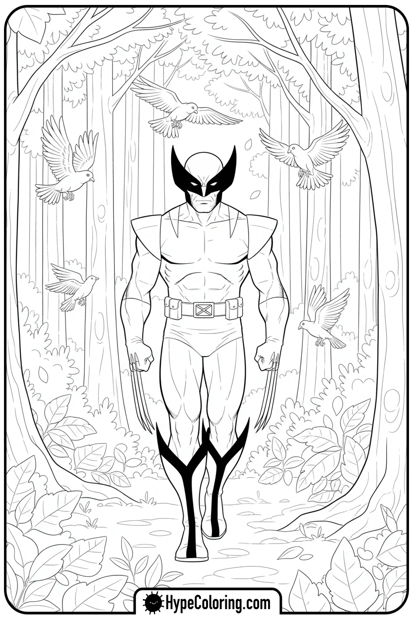 Click to download PDF wolverine-exploring-forest - wolverine coloring pages