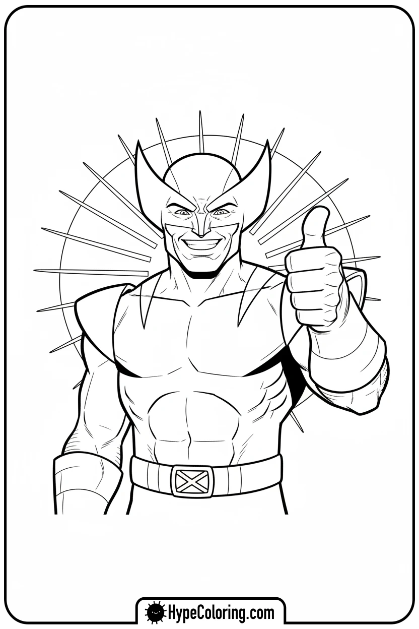Click to download PDF wolverine-smiling-thumbs-up - wolverine coloring pages