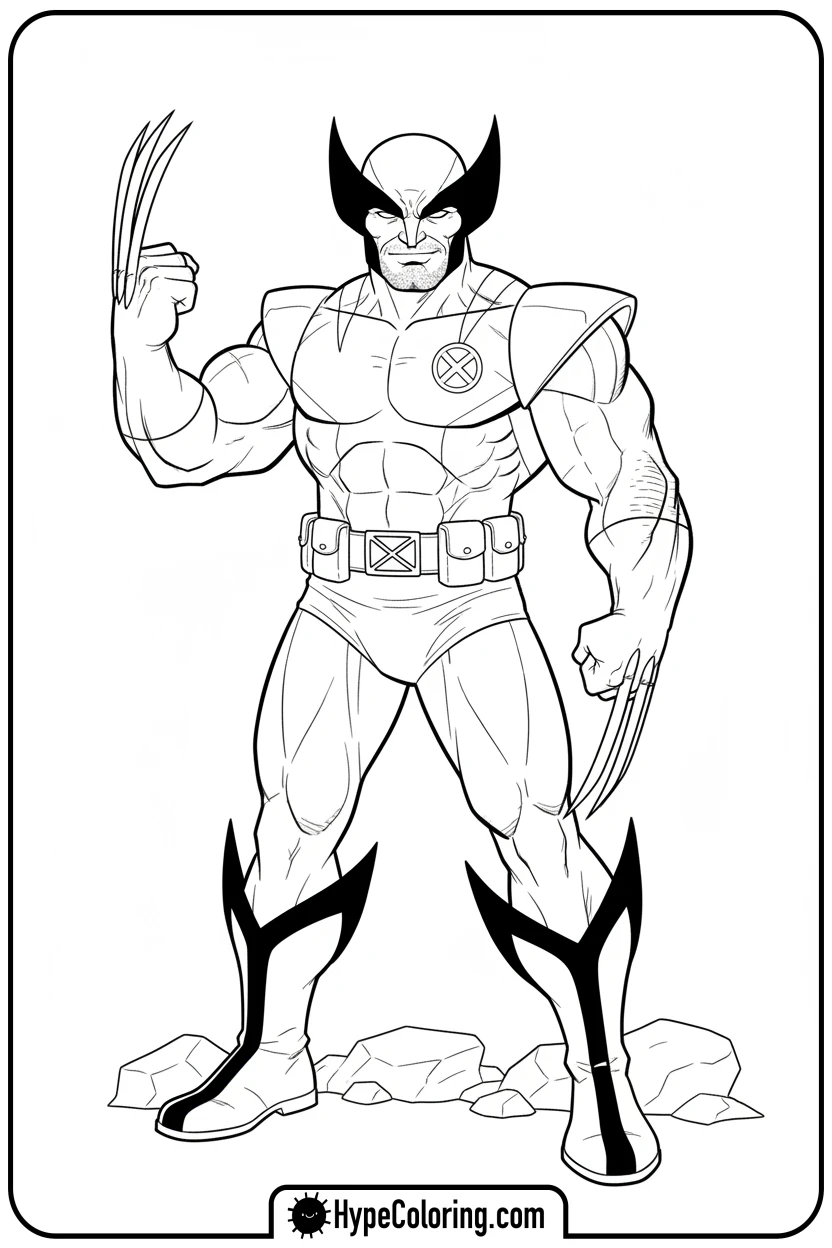 Click to download PDF wolverine-flexing-muscles - wolverine coloring pages