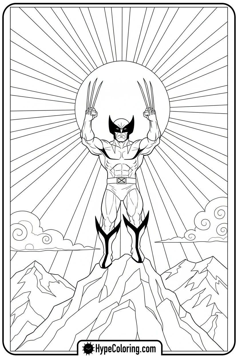 Click to download PDF wolverine-against-sunset - wolverine coloring pages