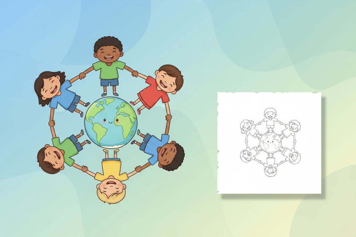 a-diverse-group-of-children - black history month coloring pages