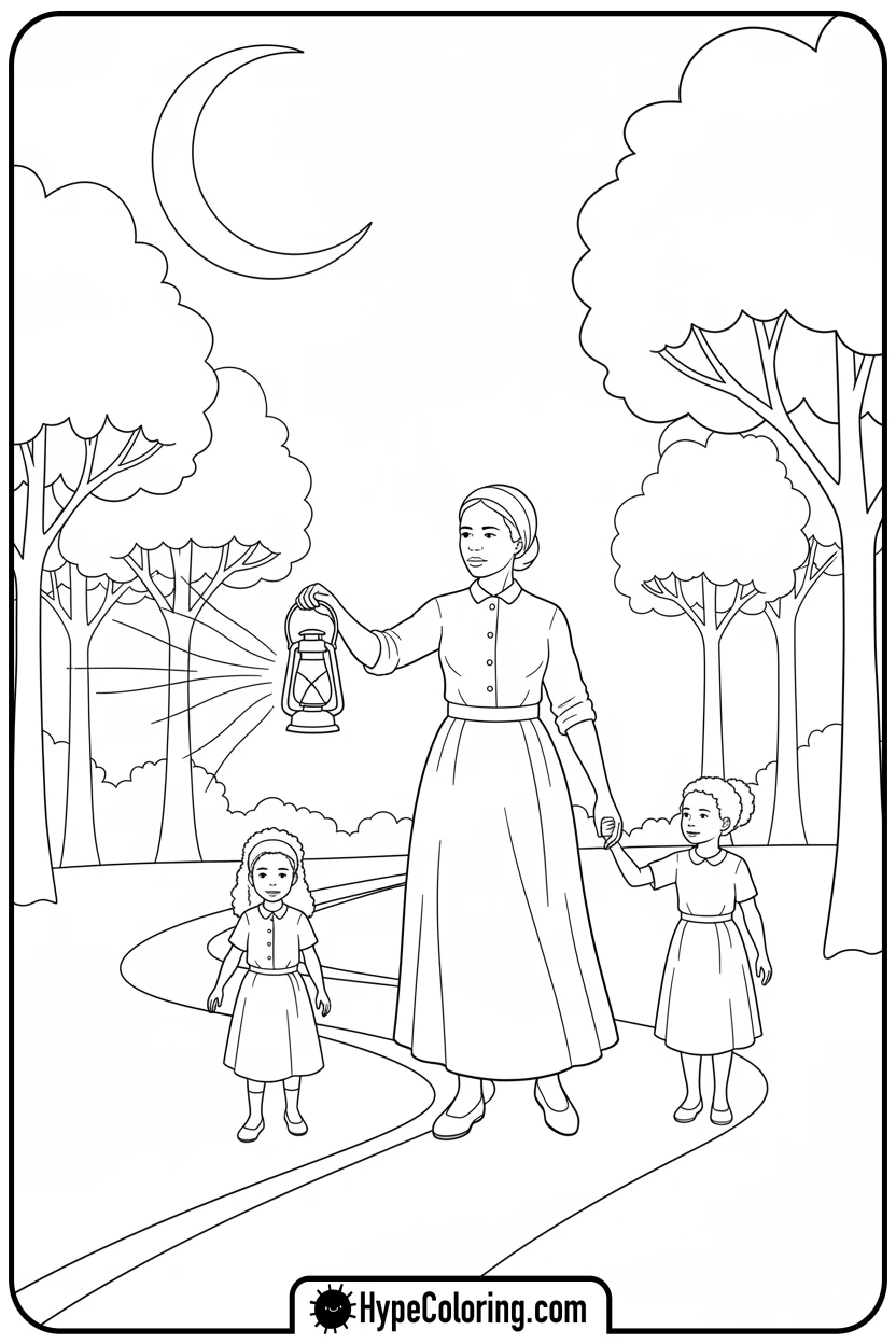 harriet-tubman-guiding-children - black history month coloring pages