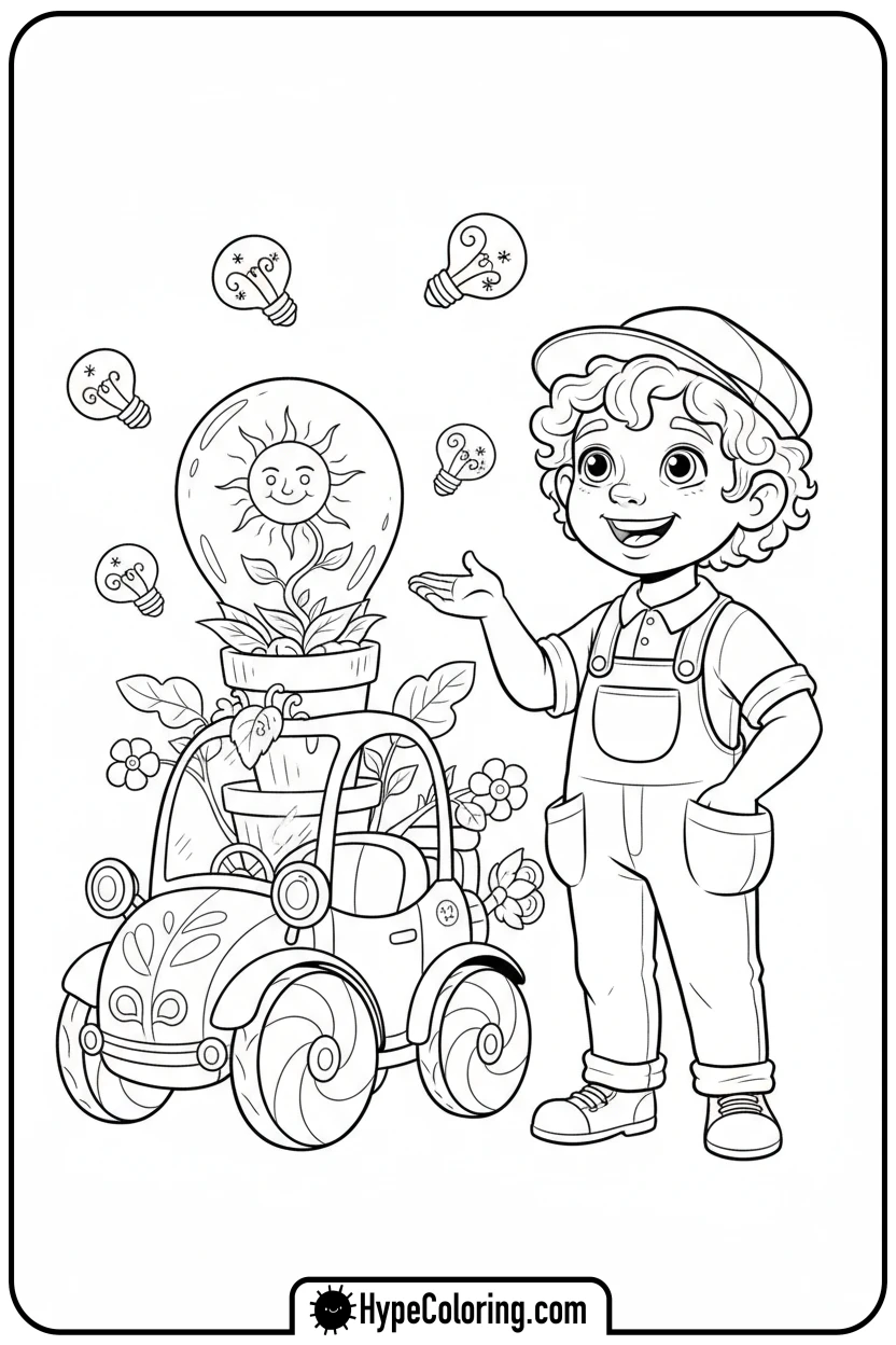 child-inventor-with-invention - black history month coloring pages