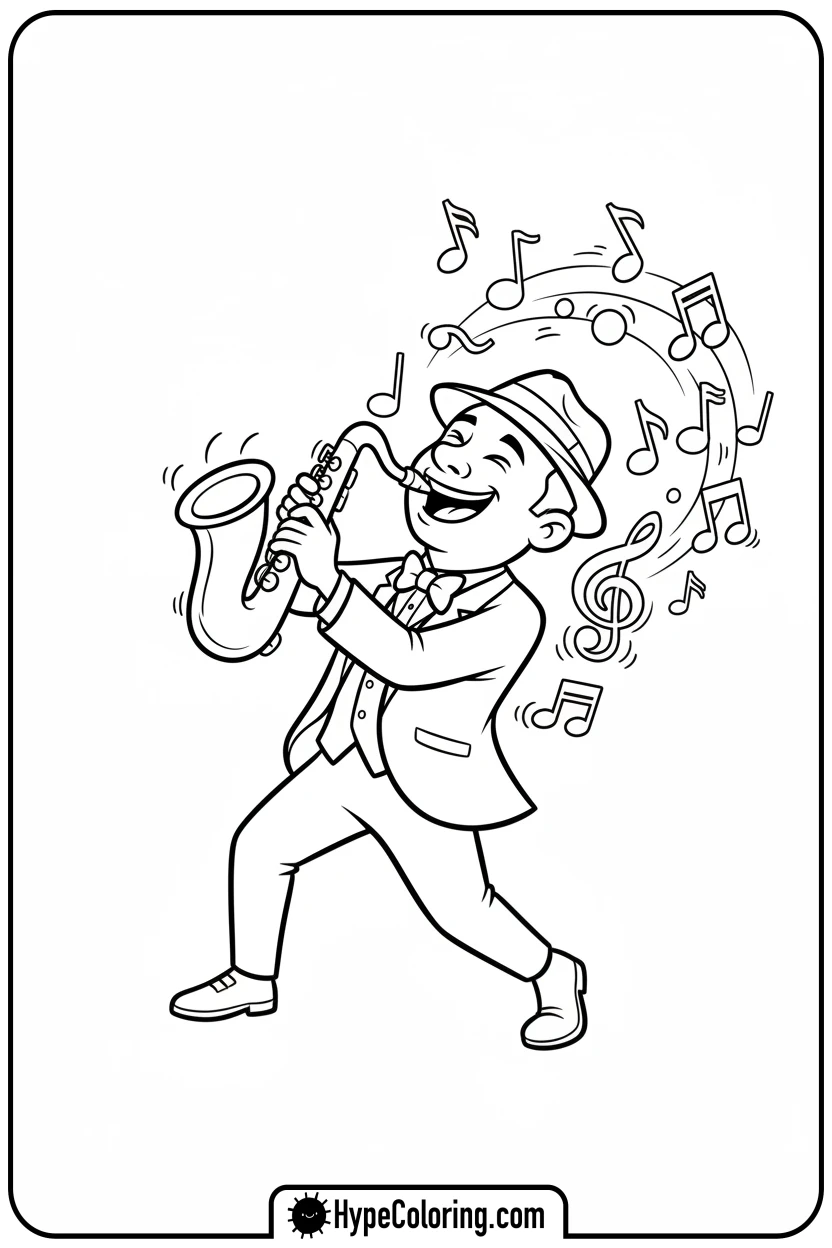 jazz-musician-playing-sax - black history month coloring pages