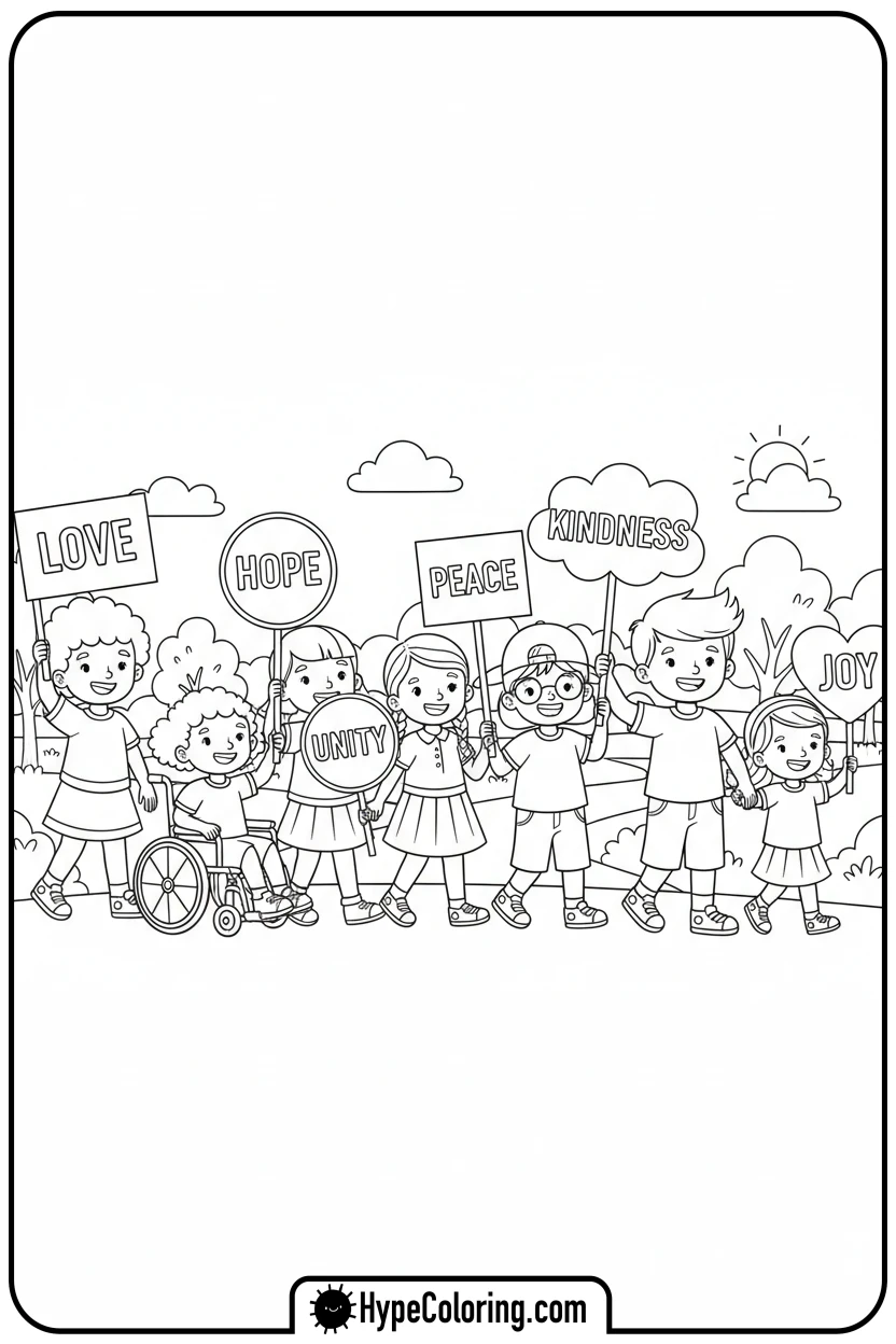 children-s-unity-march - black history month coloring pages