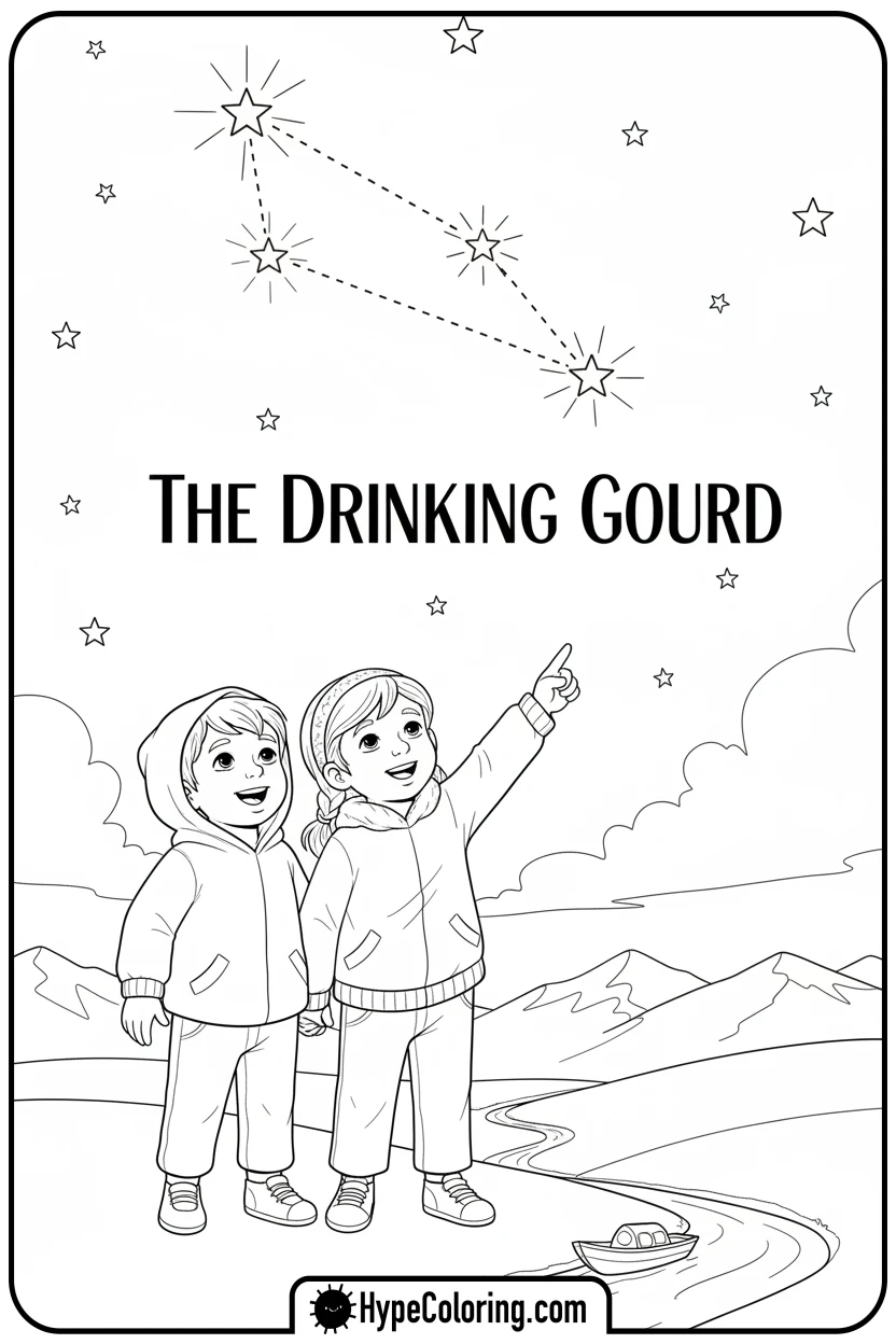 children-guided-by-stars - black history month coloring pages