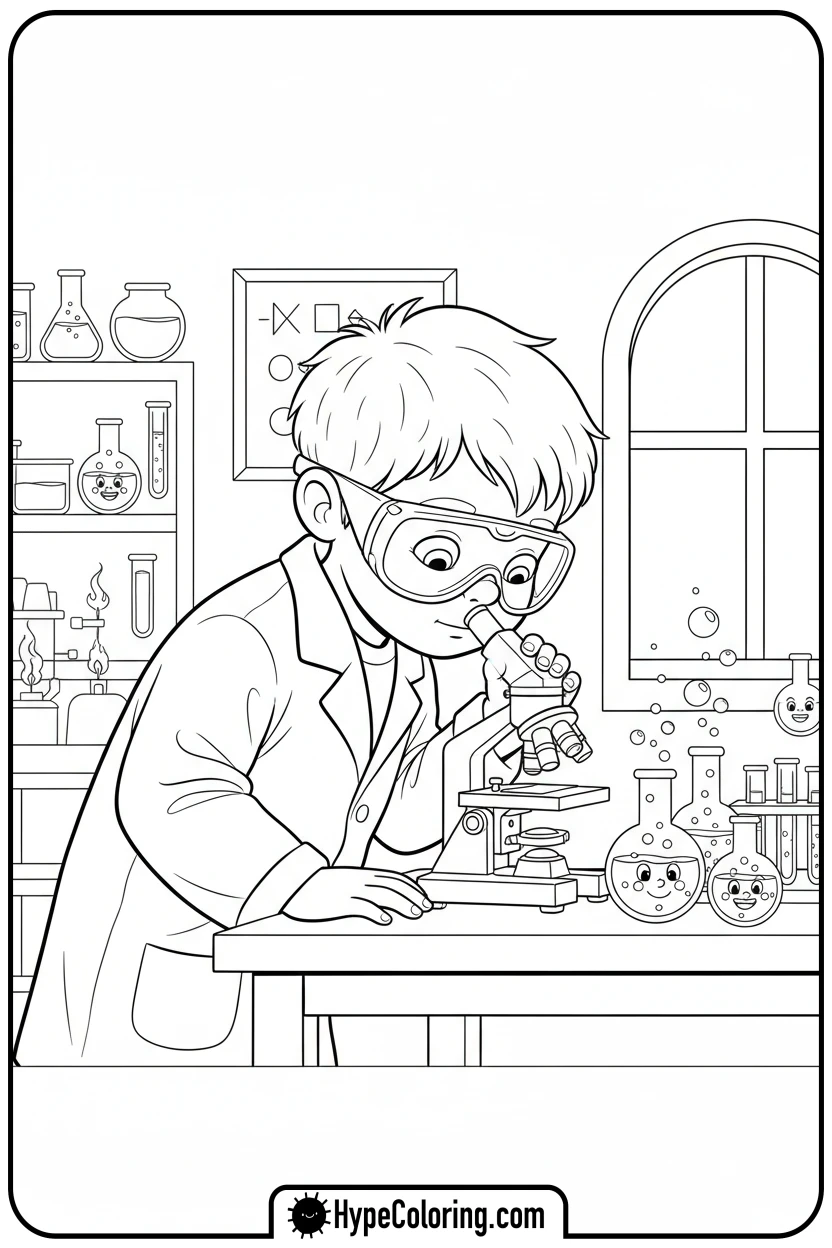 child-scientist-exploring - black history month coloring pages