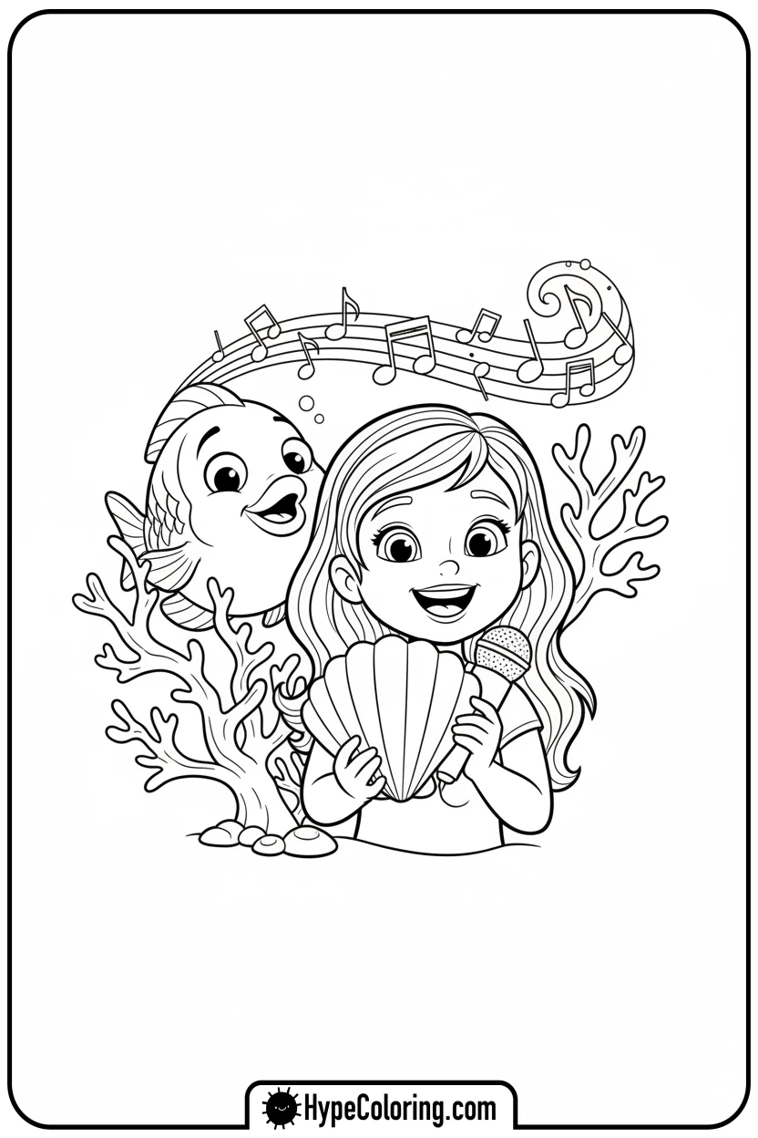 molly-singing-with-seashell-microphone - bubble guppies coloring pages