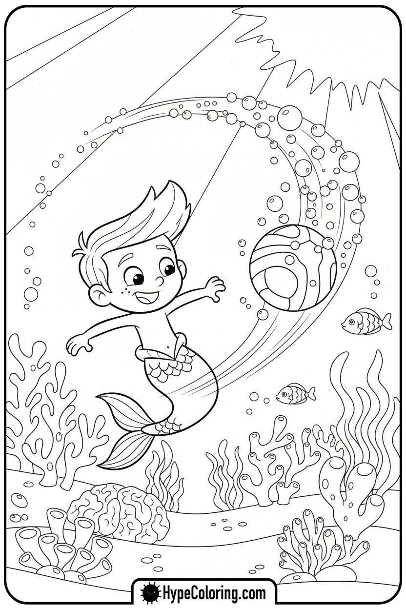 gil-playing-underwater-soccer - bubble guppies coloring pages