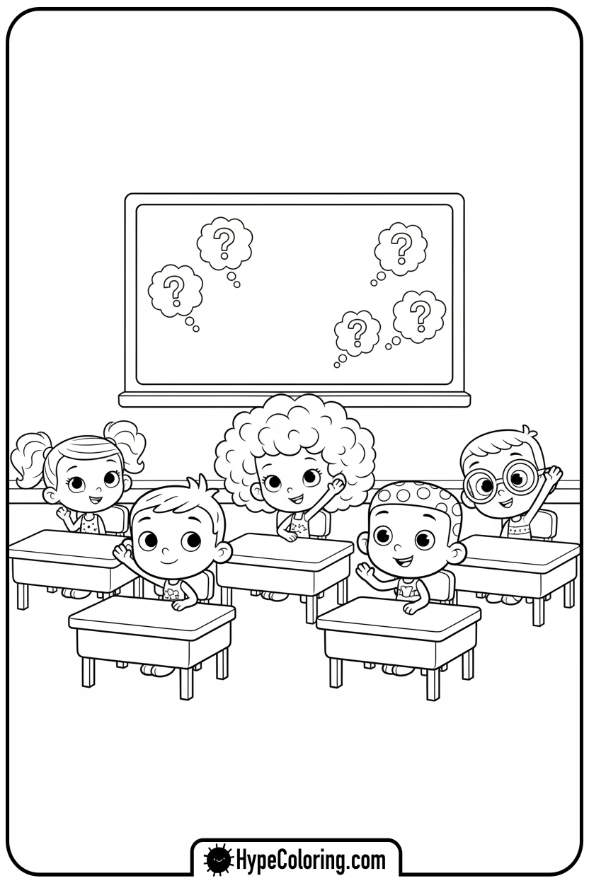 guppies-in-school-raising-hands - bubble guppies coloring pages