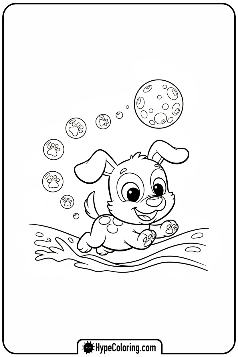 bubble-puppy-chasing-bubbles - bubble guppies coloring pages