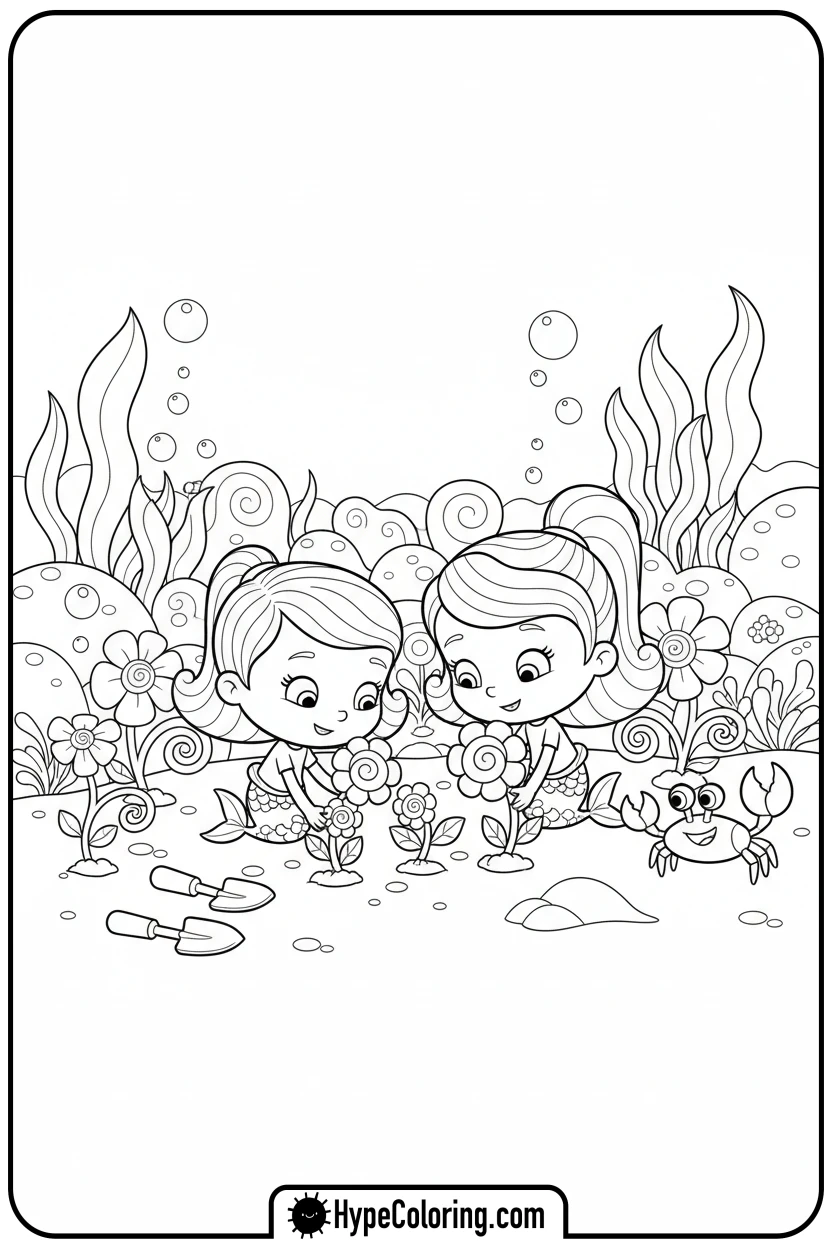 molly-and-nonny-planting-garden - bubble guppies coloring pages