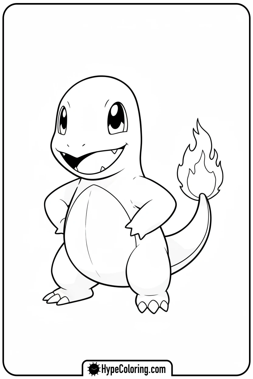 charmander-standing-proudly - charmander coloring page