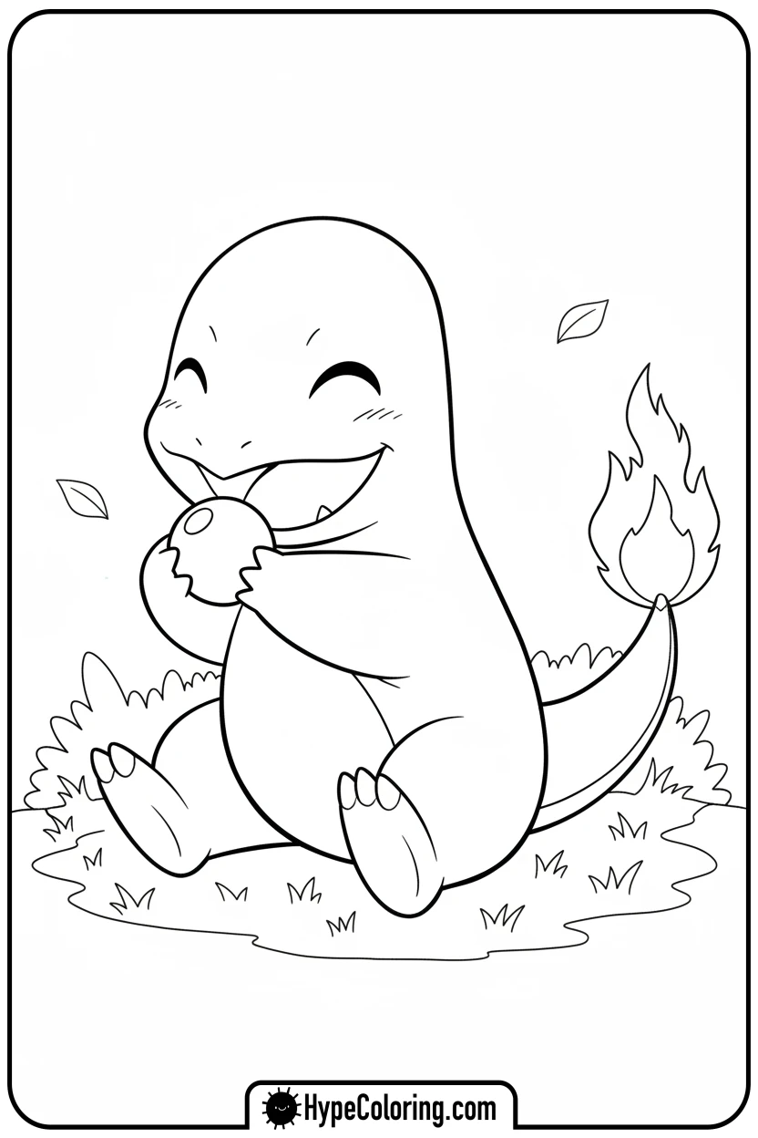 charmander-eating-a-berry - charmander coloring page