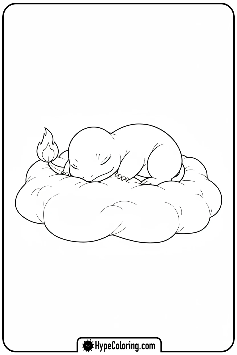 charmander-sleeping - charmander coloring page