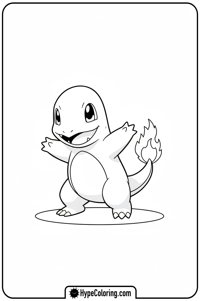 charmander-dancing-happily - charmander coloring page