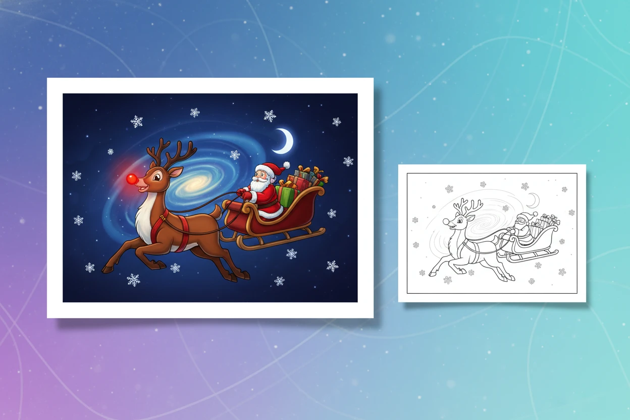 rudolph-in-mid-flight-leading-santa-s - rudolph coloring pages