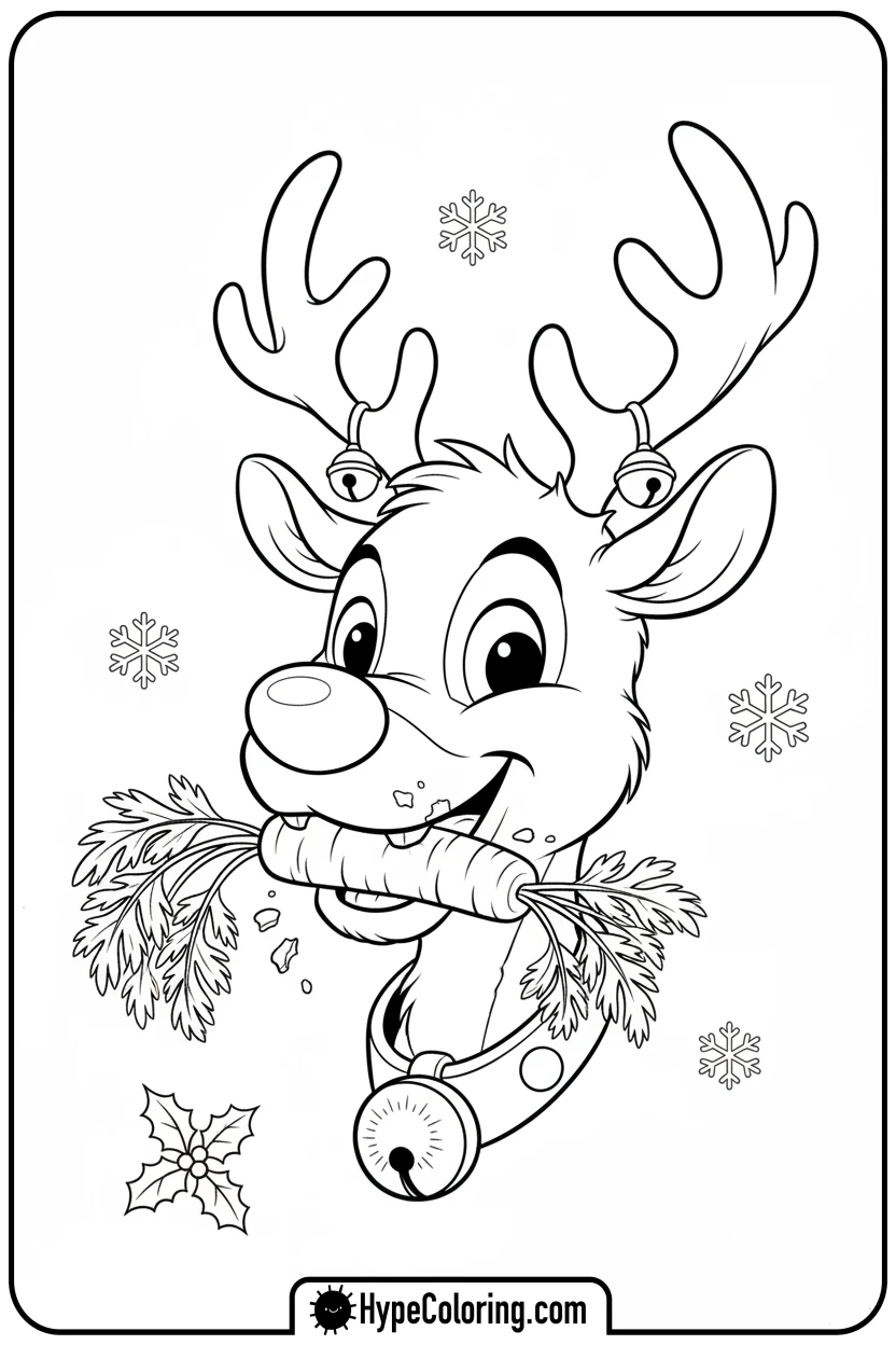 rudolph-eating-a-carrot - rudolph coloring pages