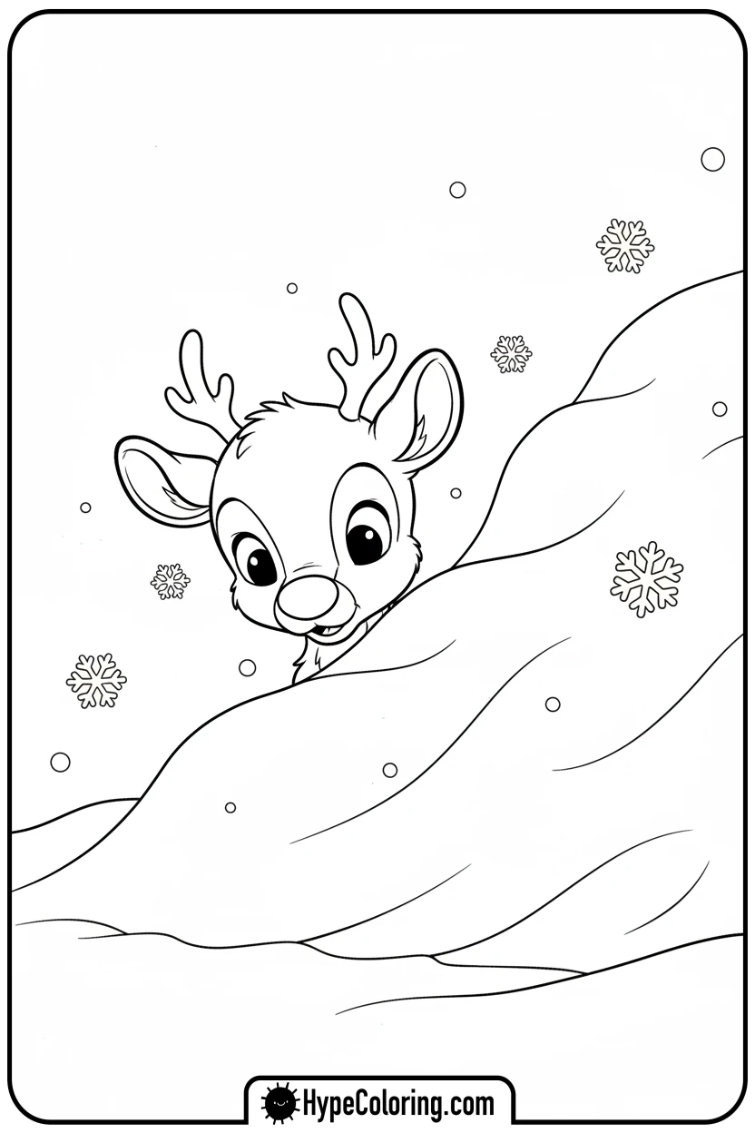 baby-rudolph-peeking - rudolph coloring pages