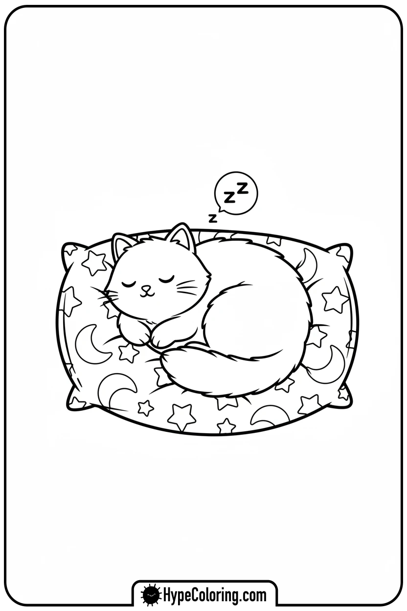 cat-sleeping-soundly-on-a-pillow - toca boca coloring pages