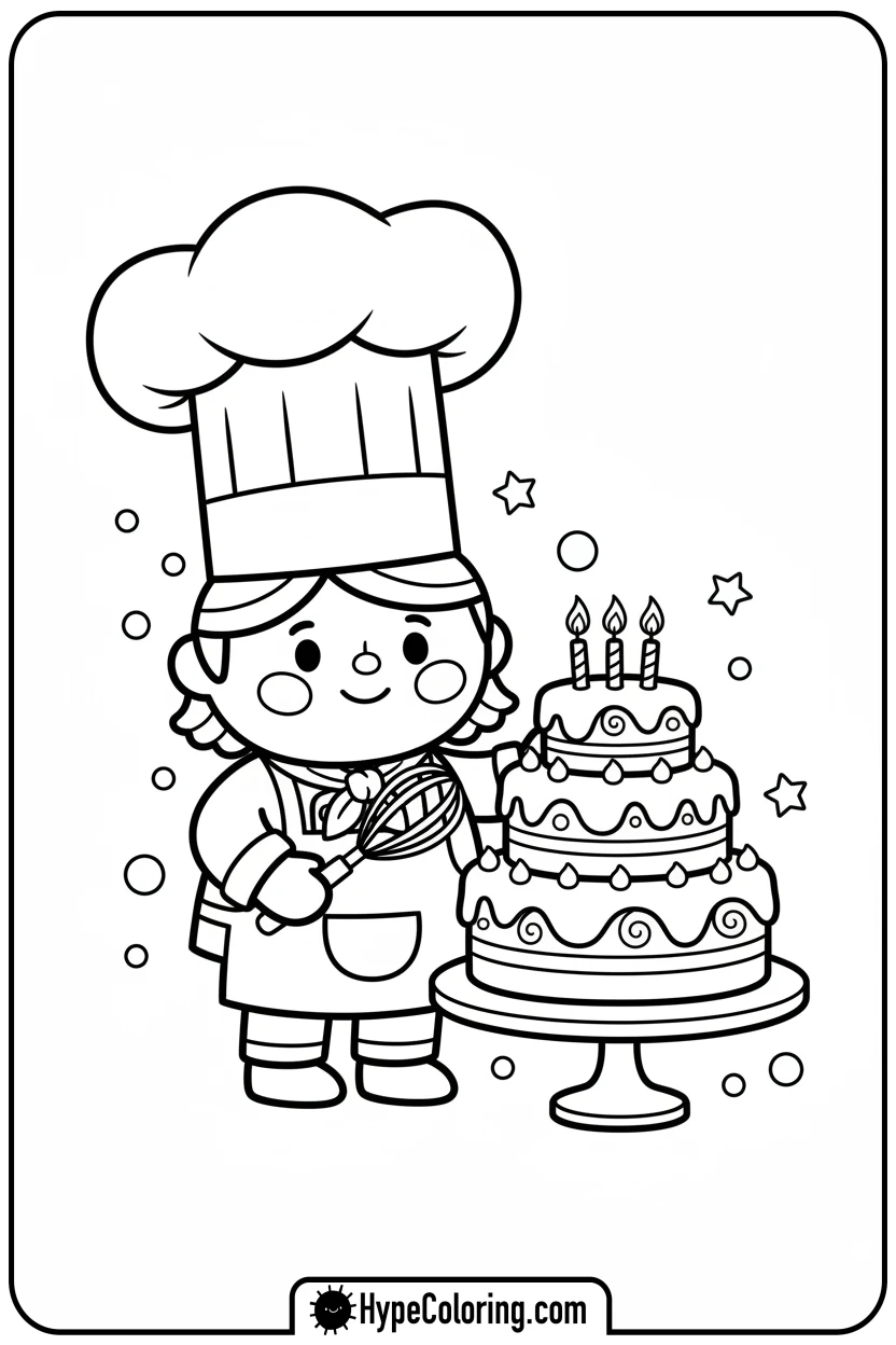 chef-decorating-a-big-birthday-cake - toca boca coloring pages