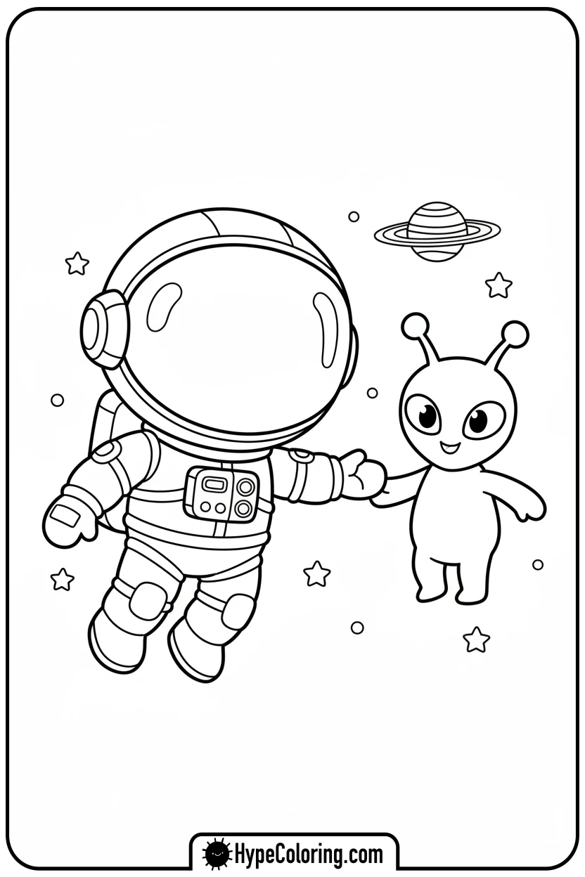 astronaut-floating-with-an-alien - toca boca coloring pages
