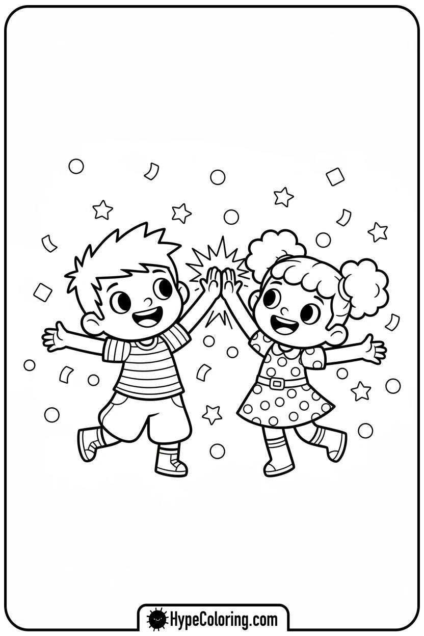 two-friends-giving-a-high-five - toca boca coloring pages
