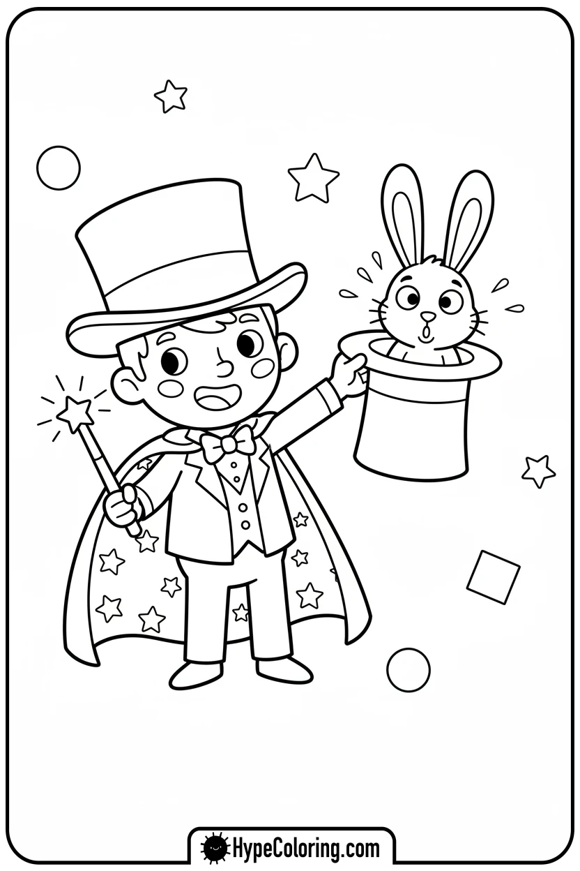 magician-pulling-rabbit-from-hat - toca boca coloring pages