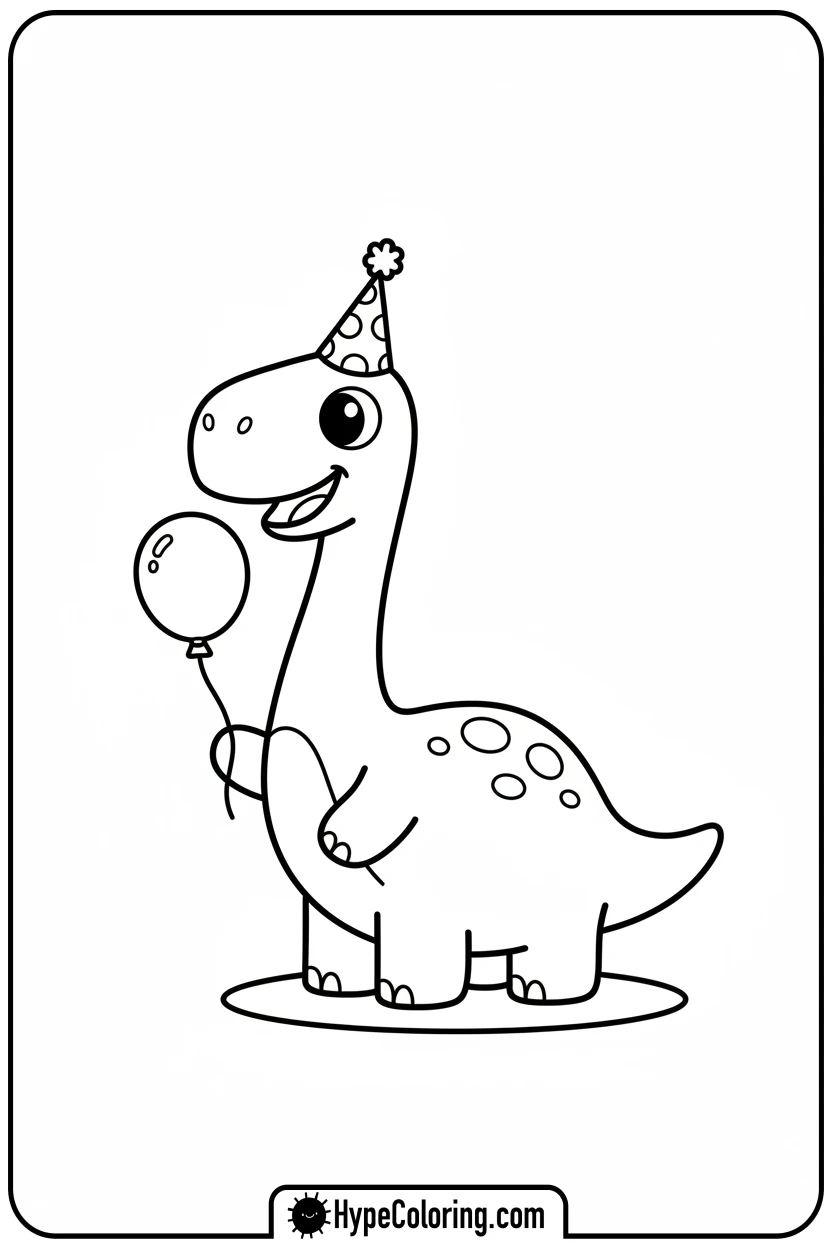 dinosaur-wearing-a-party-hat - toca boca coloring pages