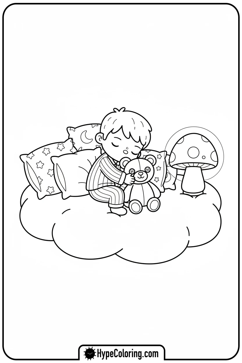 child-in-pajamas-hugging-teddy-bear - toca boca coloring pages