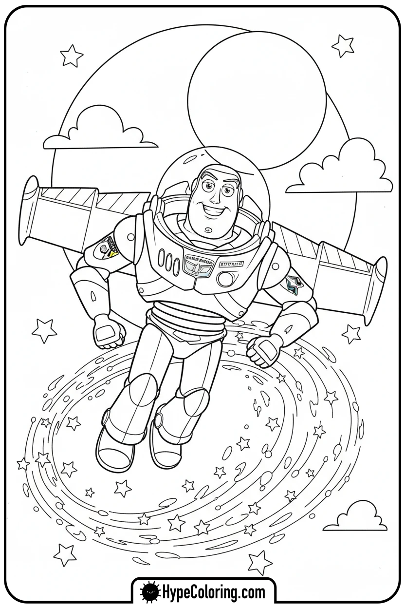 buzz-flying-with-wings-open - toy story buzz coloring pages