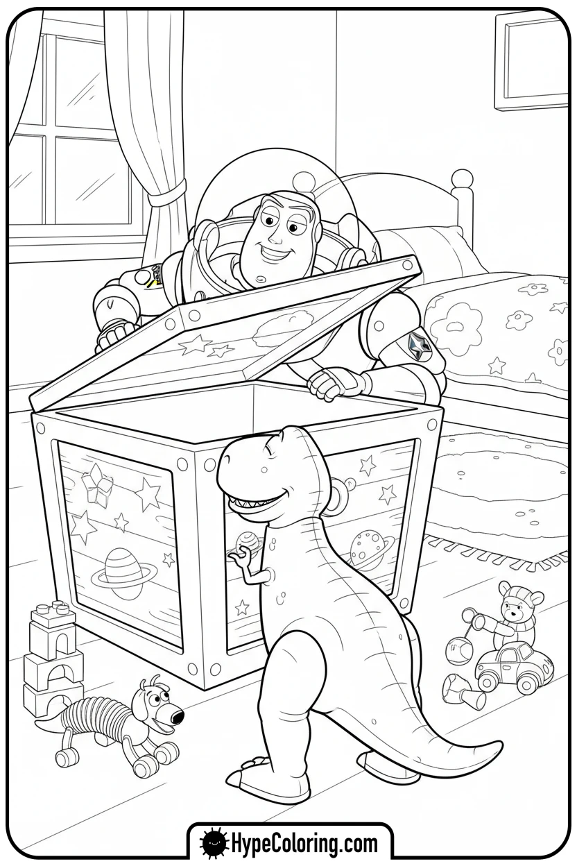 buzz-hiding-from-rex - toy story buzz coloring pages