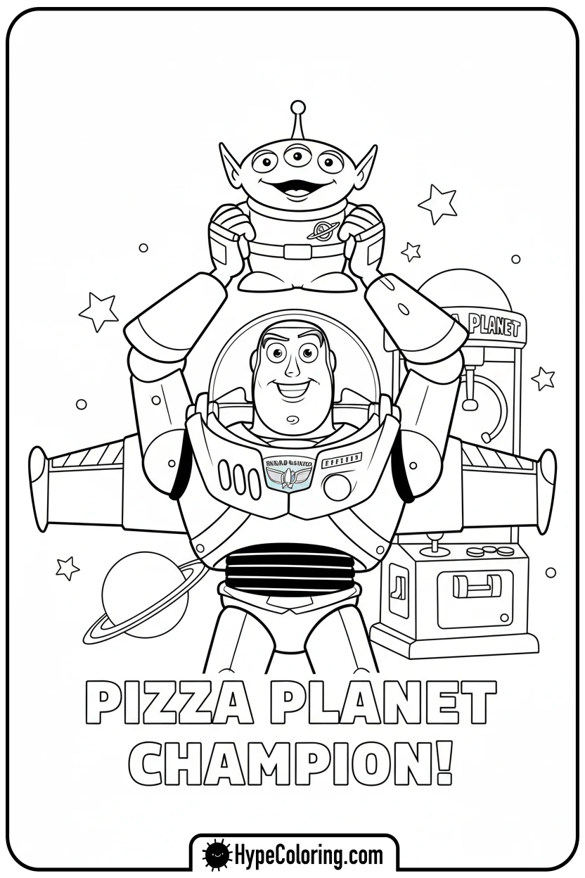 buzz-with-pizza-planet-prize - toy story buzz coloring pages