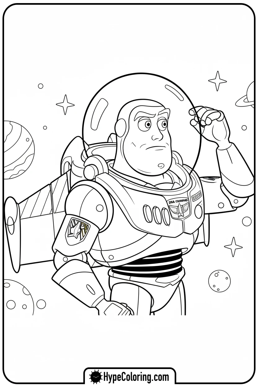 buzz-looking-through-visor - toy story buzz coloring pages